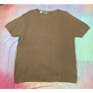 Vintage International Male See Through Open Knit Short Sleeve Sweater Club XXL